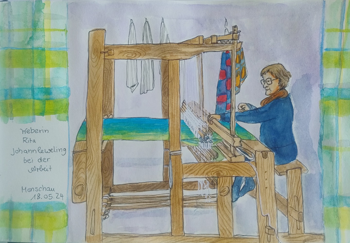 Weberin Rita Johannleweling bei der Arbeit Weberin Rita Johannleweling bei der Arbeit